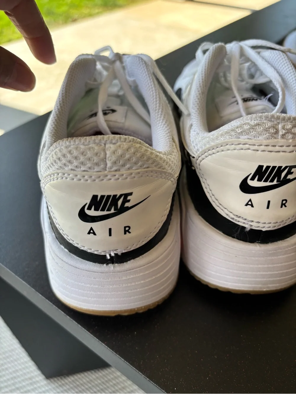 Nike White and Black Sneakers with Camo Swoosh size 8